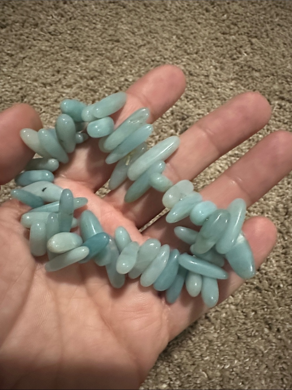 Handcrafted Light Aqua Amazonite Chip Stretch Bracelet
